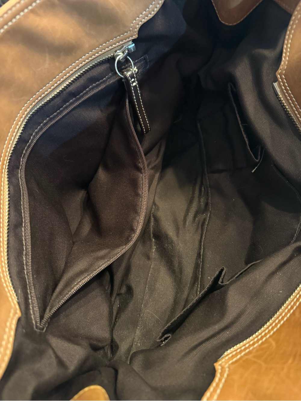 Coach Two-Tone natural and Dark Brown Leather Tote Bag - Picture 5 of 5